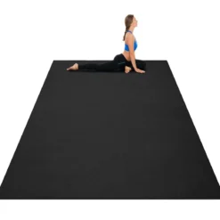 Yogamatte mit doppelseitigem rutschfestem Design & 2 verstellbaren Klettbändern Schwarz