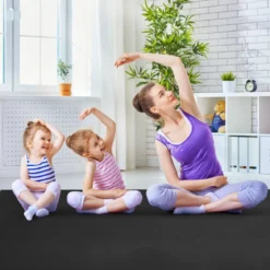 Yogamatte mit doppelseitigem rutschfestem Design & 2 verstellbaren Klettbändern Schwarz