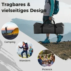 Zelt für 6-8 Personen Campingzelt mit Vorzelt wasserdicht 300 x 300 x 250 cm Beige