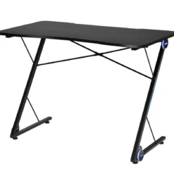 Z-förmig Gaming Tisch mit LED-Lichtern Computertisch PC Tisch Schreibtisch