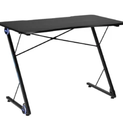 Z-förmig Gaming Tisch mit LED-Lichtern Computertisch PC Tisch Schreibtisch