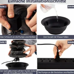 Zimmerbrunnen Wasserfall Tischbrunnen mit Steineffekt Farbigem LED-Licht Zen Wasserbrunnen 21,5 x 26 cm