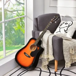 41 Zoll Akustikgitarre Cutaway-Gitarre mit Anfängerset Professionelle Gitarre 39 x 12 x 104 cm