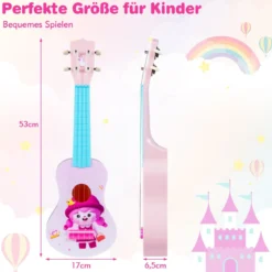 21 Zoll Ukulele für Kinder Mini Spielzeug-Ukulele mit 4 Nylonsaiten & 12 Bünden für Anfänger Rosa