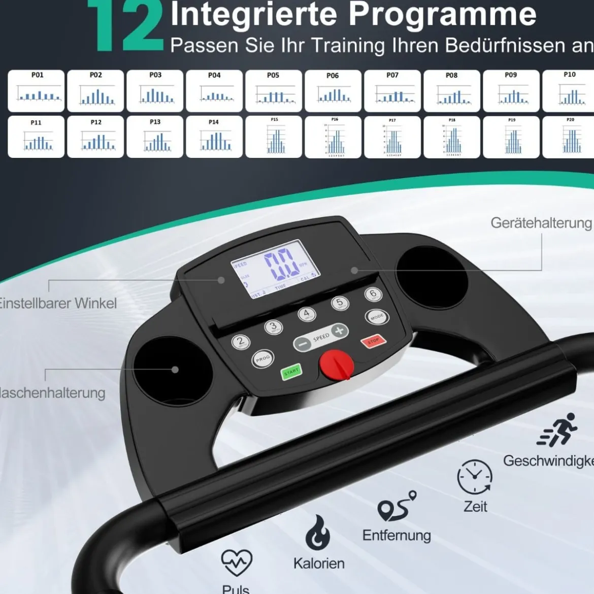 Zusammenklappbares Laufband mit 12 Voreingestellten Programmen 2PS Walking Pad