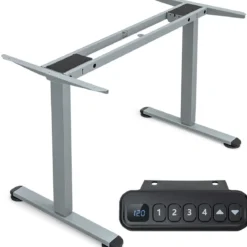 Zweimotoriges Tischgestell Stehpultgestell Pultgestell höhenverstellbar 109-151 x 59 x 70-120 cm Grau