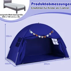 Zwillingsbett-Zelt für Kinder faltbares & tragbares Baldachinzelt für Etagenbett mit 2 Fenstern Navy