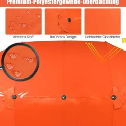 Zwillingsschirm 460 cm Großer Doppelseitiger Terrassenschirm Orange