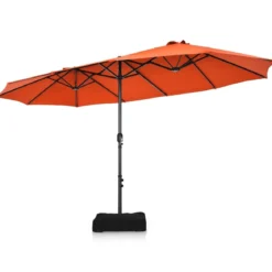 Zwillingsschirm 460 cm Großer Doppelseitiger Terrassenschirm Orange